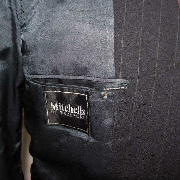 Gieves & Hawkes Henry Vintage Dark Blue Striped Two Button Suit 42R - Picture 12 of 13